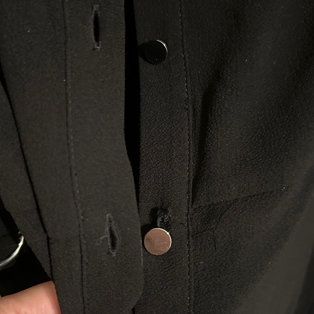 New York & Company Classic Button-Front Midi Shirt Dress w Buckle Waist, Black M - Picture 6 of 14